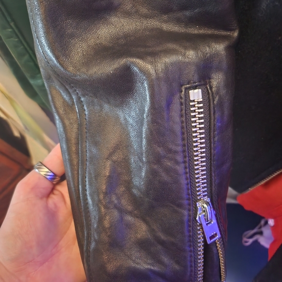 IRO 'Glass' Lamb Leather and Wool Moto Jacket size 40 - Picture 5 of 6